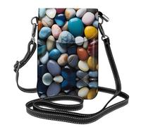 YYHHAOFA women Small Cell Phone Purse Beach Colored Pebbles Prints : Multifunction,Soft, durable,Convenient for daily use and travel Black