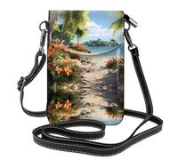 YYHHAOFA women Small Cell Phone Purse Tropical beach plant theme Prints : Multifunction,Soft, durable,Convenient for daily use and travel Black