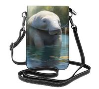 YYHHAOFA women Small Cell Phone Purse West Indian Manatees Prints Soft, durable and waterproof PU leather Convenient for daily use and travel