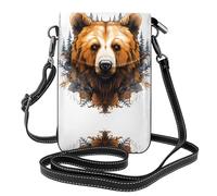 YYHHAOFA women Small Cell Phone Purse Wildlife Hand Drawn Bear Animal Prints : Multifunction,Soft, durable,Convenient for daily use and travel Black