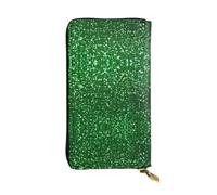 YYHHAOFA Women's Long Leather Wallet with Zipper Coin Pocket | for Cards Cash Checkbook, Soft Durable Organizer Gift for Ladies Girls Green Sequin Sparkle Pattern
