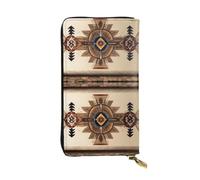 YYHHAOFA Women's Long Leather Wallet with Zipper Coin Pocket | for Cards Cash Checkbook, Soft Durable Organizer Gift for Ladies Girls Native American Painting Pattern