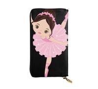 YYHHAOFA Women's Long Leather Wallet with Zipper Coin Pocket | for Cards Cash Checkbook, Soft Durable Organizer Gift for Ladies Girls Little Ballerina Dancing Girl Pattern