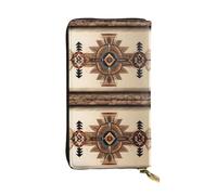 YYHHAOFA Women's Long Leather Wallet with Zipper Coin Pocket | for Cards Cash Checkbook, Soft Durable Organizer Gift for Ladies Girls Native American Painting Pattern