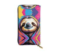 YYHHAOFA Women's Long Leather Wallet with Zipper Coin Pocket | Large Capacity Clutch for Cards Cash Checkbook Phone, Soft Durable Fashion Gift for Ladies Girls Lazy Sloth Picture