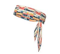 YYHHAOFA Words Stripes Yacht Picture Sports Headscarf, Casual Headband, Elastic, Sweat Absorbing, Adjustable, Anti Slip
