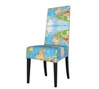 YYHHAOFA World Map Prints Protection Cover for Dining Chair - Stretch Slipcovers, Easy Refresh for Your Dining Room & Event Decor