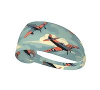 YYHHAOFA World war 2 Aircraft Airplane Pattern Sports Headband for Women Sweat Proof Bandeau Summer Elastic Band