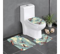 YYHHAOFA World war 2 Aircraft Airplane Pattern Three Piece Set of Bathroom Floor mats, Bathroom Shower mats, Anti Slip Quick Drying
