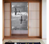 YYHHAOFA World War 2 Aircraft Airplane Printed Curtain two Pieces Spliced 34x56in Fabric curtains, room dividers Fabric, Smooth & Not Easily Wrinkled
