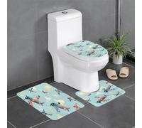 YYHHAOFA World war Aircraft Pattern Three Piece Set of Bathroom Floor mats, Bathroom Shower mats, Anti Slip Quick Drying