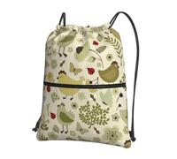 YYHHAOFA yellow leaves chicken Prints Drawstring Zipper Backpack - Lightweight Gym Throw Bag with Water-Resistant Fabric & Multiple Pockets for Travel & Sports