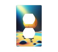 YYHHAOFA Yellow Planet Printed Double Socket Wall Panel Decorative is Durable and Suitable for Socket Light Switch Accessories 4.5x2.76in