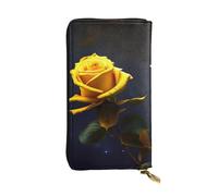YYHHAOFA Yellow Roses Starry Night Stamp Leather long clutch wallet : Comfortable, lightweight, waterproof, durable 7.48 x 4.13 in, Black, One Size
