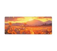 Yyhhaofa Yellow Sunflowers At Sunset Printed Extra Large Mouse Pad, Computer Office Anti Slip Gaming Keyboard Thickened Version 12x31.5in