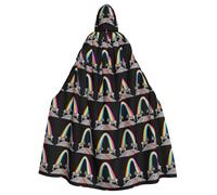 YYHHAOFA Zebra Crossing The Rainbow Pattern Halloween Adult Hooded Cape Men'S And Women'S Clothing Mantle Role-Playing