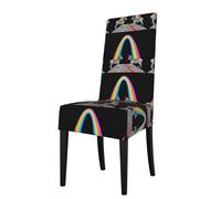 YYHHAOFA Zebra crossing the rainbow Printed dining chair cover is easy to disassemble and made of high resilience fabric that is wear-resistant