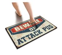 YYHLEH Funny Doormats For Outdoor Entrance Beware Of Attack Pug Floor Mat | Welcome Sign For Front Door Door Mats Indoor Entra Friends Door Mat Porch Decor(40X60CM)