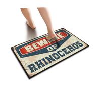 YYHLEH Retro Area Rug Beware Of Rhinoceros Doormat Stuff For Your Room | Fall Door Mat Outdoor Gift For Husband Large Welcome Mats Outdoor Friends Door Mat(65X90CM)