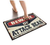 YYHLEH Weather Mats For House Beware Of Attack Bear Floor Mat | Indoor Fall Decor Outside Decor For Porch Kitchen Rugs Farmhouse Style Indoor Front Door Mat(40X60CM)