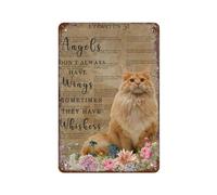 YYHMKBYY Funny Cat Angels Don't Always Have Wings Sometimes They Have Whiskers Vintage Tin Sign Cat Lovers Gift Metal Wall Plaque Decor Gift For Women Men Plaque Tin Sign(15x30cm 6x12 inch-331