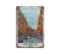 YYHMKBYY Travel Poster Dublin Ireland Street Oil Painting Vintage Tin Sign,Home Office Kitchen Pub Club Cafe Bar Farm Restaurant Collection Metal Wall Art Retro Plaque(30 x 40 cm) 12 x 16 Zoll-462