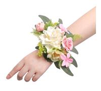 YYHUAWU Milky White Wrist Corsages for Wedding (Set of 2) Rose Wrist Flower for Bride Bridesmaid Girl Women Party Prom, Homecoming Ceremony Anniversary