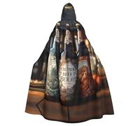 YYHWHJDE 3 beer bottles Pattern Halloween Adult Hooded Cloak for Party Costume Cosplay Stage Masquerade Theme Dance Comic Con