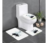 YYHWHJDE 3-Piece Anti Slip Floor Mat Set A ghost wearing a bow is dancing Prints Bathroom Rugs for Ultimate Comfort, Master Bathrooms