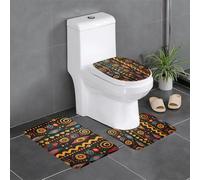 YYHWHJDE 3-Piece Anti Slip Floor Mat Set african tribal ethnic texture Prints Bathroom Rugs for Ultimate Comfort, Master Bathrooms