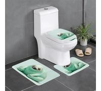 YYHWHJDE 3-Piece Anti Slip Floor Mat Set animal sloth mint green Prints Bathroom Rugs for Ultimate Comfort, Master Bathrooms
