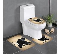 YYHWHJDE 3-Piece Anti Slip Floor Mat Set Black Crow Birds Prints Bathroom Rugs for Ultimate Comfort, Master Bathrooms