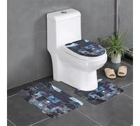YYHWHJDE 3-Piece Anti Slip Floor Mat Set Cabin of the Future Prints Bathroom Rugs for Ultimate Comfort, Master Bathrooms