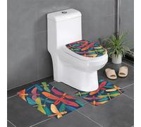 YYHWHJDE 3-Piece Anti Slip Floor Mat Set Colorful dragonflies Prints Bathroom Rugs for Ultimate Comfort, Master Bathrooms