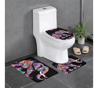 YYHWHJDE 3-Piece Anti Slip Floor Mat Set colorful elephant Prints Bathroom Rugs for Ultimate Comfort, Master Bathrooms