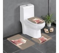 YYHWHJDE 3-Piece Anti Slip Floor Mat Set Dazed Kitten Prints Bathroom Rugs for Ultimate Comfort, Master Bathrooms