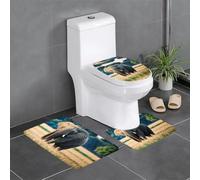 YYHWHJDE 3-Piece Anti Slip Floor Mat Set Elephant In The Grassland Prints Bathroom Rugs for Ultimate Comfort, Master Bathrooms