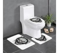 YYHWHJDE 3-Piece Anti Slip Floor Mat Set Evil ghost face Pattern Bathroom Rugs for Ultimate Comfort, Master Bathrooms