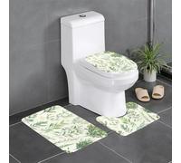YYHWHJDE 3-Piece Anti Slip Floor Mat Set green flower herb sage leaves and branches Prints Bathroom Rugs for Ultimate Comfort, Master Bathrooms