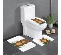 YYHWHJDE 3-Piece Anti Slip Floor Mat Set Grizzly bear in the garden Prints Bathroom Rugs for Ultimate Comfort, Master Bathrooms
