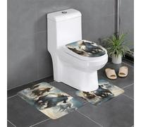 YYHWHJDE 3-Piece Anti Slip Floor Mat Set Horses running wild in the river Pattern Bathroom Rugs for Ultimate Comfort, Master Bathrooms
