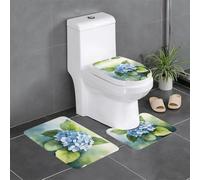YYHWHJDE 3-Piece Anti Slip Floor Mat Set Hydrangea Watercolor Prints Bathroom Rugs for Ultimate Comfort, Master Bathrooms