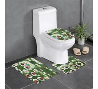 YYHWHJDE 3-Piece Anti Slip Floor Mat Set Ladybug on Daisy Flower Prints Bathroom Rugs for Ultimate Comfort, Master Bathrooms