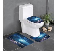 YYHWHJDE 3-Piece Anti Slip Floor Mat Set lightning in a flash Prints Bathroom Rugs for Ultimate Comfort, Master Bathrooms