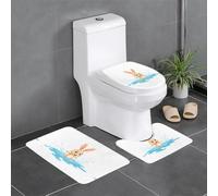 YYHWHJDE 3-Piece Anti Slip Floor Mat Set Little rabbit stepping into the puddle Prints Bathroom Rugs for Ultimate Comfort, Master Bathrooms