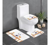 YYHWHJDE 3-Piece Anti Slip Floor Mat Set Little white rabbit doing homework Prints Bathroom Rugs for Ultimate Comfort, Master Bathrooms