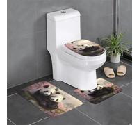 YYHWHJDE 3-Piece Anti Slip Floor Mat Set Lovely Pandas Prints Bathroom Rugs for Ultimate Comfort, Master Bathrooms