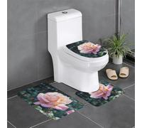 YYHWHJDE 3-Piece Anti Slip Floor Mat Set Morning dew on roses Pattern Bathroom Rugs for Ultimate Comfort, Master Bathrooms