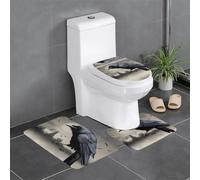 YYHWHJDE 3-Piece Anti Slip Floor Mat Set Night crow Prints Bathroom Rugs for Ultimate Comfort, Master Bathrooms