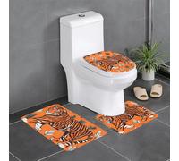 YYHWHJDE 3-Piece Anti Slip Floor Mat Set Orange tiger leopard Prints Bathroom Rugs for Ultimate Comfort, Master Bathrooms